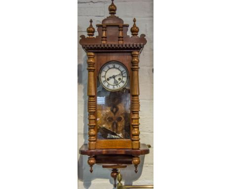 Wall clock, late 19th century movement, rehoused in a walnut case