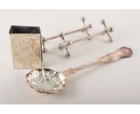 A collection of various silver plated decorative flatware, pickle forks, preserve spoons, sugar tongs, lobster picks, caddy s