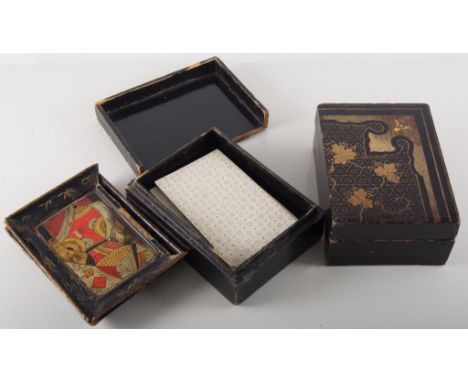 Spanish Playing Cards (40), together with some playing cards displaying vegetables, two papier mache card trays and part of a
