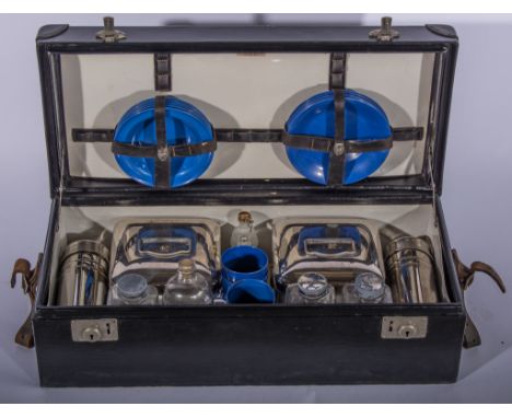 Mid 20th Century picnic cased set, lebelled "Sirram", similar to those made for Rolls Royce.
