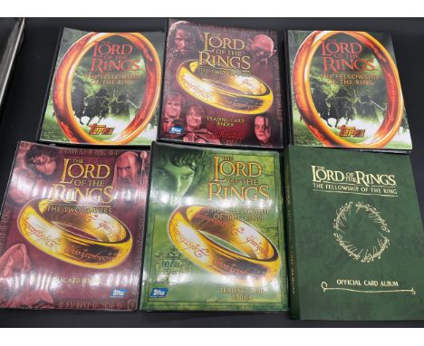 6 albums containing The Lord Of The Rings topps collectors cards and various others. Includes complete sets. 90 card set [Gol