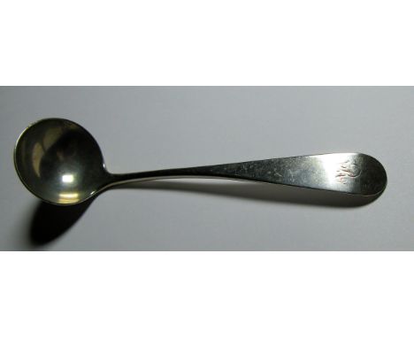 A Scottish provincial small ladle, John Keith Banff, four marks H, plant, IK, B, , engraved initial, length 11.5cm [19grams]“