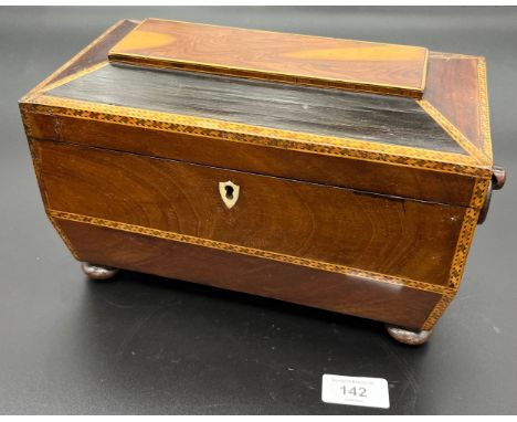 Antique coffin style tea caddy. [16x26x14cm] 