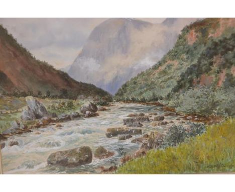 R. F. Fitzgerald, Highland Riverscape, watercolour, signed (28cm x 35cm)