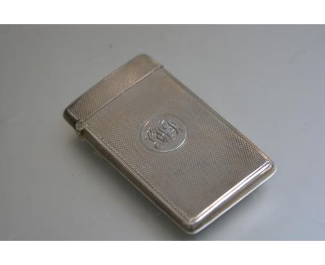 A Victorian silver engine turned decorated card case with engraved cypher, London 1897 (42.1g)