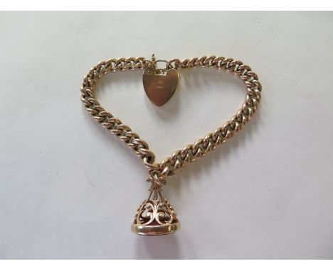 A 9ct yellow gold bracelet with a fob, converted from an Albert watch chain, approx total weight 42.8 grams 