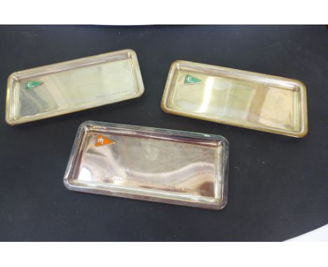 Three interesting silver trays nautical interest, each commemorating the launching of merchant ships in Italy, M/C Andrea Leo