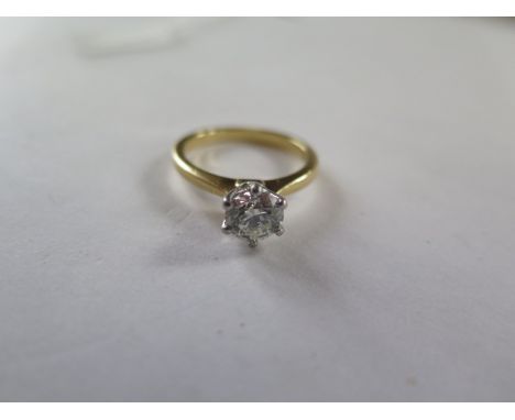 A good quality 18ct yellow gold solitaire ring, 1.01ct, colour J, clarity SI1, laser, GIA registry, GIA 2141903101 6.41x6.43x