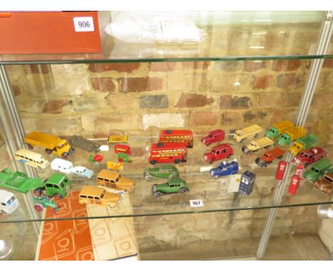 A nice collection of Dinky, Minic, Brimtoy etc - 33 items in total, play worn condition, missing parts etc 