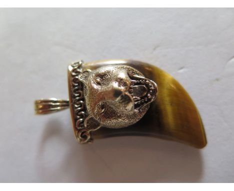 A vintage 9ct gold mounted tigers eye pendant/watch fob, hallmarked London 1977 - total weight approx 12.8 grams 