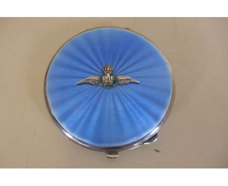 A RAF sweetheart silver and enamel compact, Birmingham 1940/41 - some usage marks, but generally good, approx 2.8 troy oz 