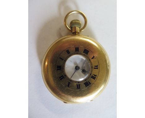 An 18ct gold cased half hunter pocket watch, the case hallmarked London 1912 - top wind movement, maker Rotherham and Sons Wa