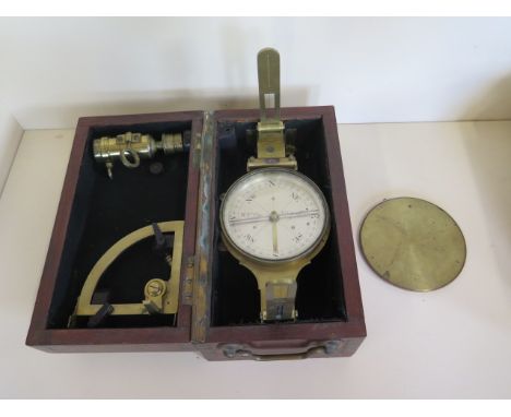 A compass by WC cox Davenport in original mahogany box with attachments 
