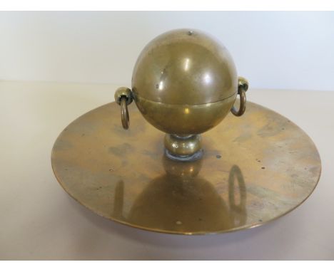 An Aprey brass desk inkwell, Regency style inscribed 'Charles Asprey' maker 166 Bond Street and 22 Albermarle Street, diamete