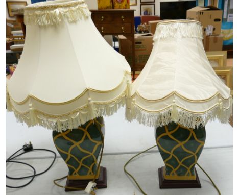 Pair Modern Ceramic Decorative Lamp Bases: height to fitting 51cm(2) 