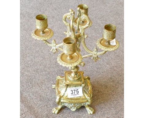 20th century small brass candelabra: Measures 27cm high. 