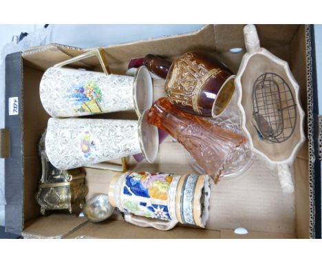 A mixed collection of items to include: Sudlow Chintz patterned jugs, Copeland Spode Chivas decanter, German Musical Stien et