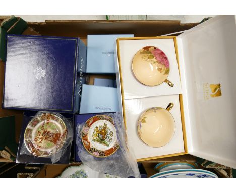 A mixed collection of boxed Wedgwood &amp; Aynsley items to include: Wild Tudor Rose bowl , Chromed Globe Salt &amp; Pepper p