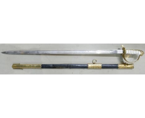 Current Pattern Elizabeth II Naval Dress sword: Some wear noted to scabbard. 