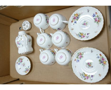 A collection of Minton Marlow Patterned Cups &amp; Saucer sets: together with lidded pot &amp; pin Tray 