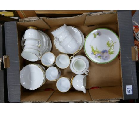 A mixed collection of items to include: Royal Worcester Evesham Ramekins, Aynsley Gilded part tea set, Royal Doulton Glamis T