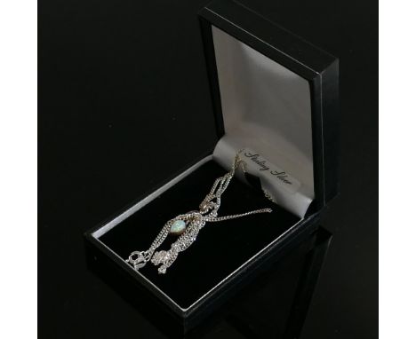 Silver Opal pendant and necklace: in box. 