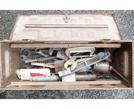 1944 Ammunition Box : with a selection of woodworking tools 