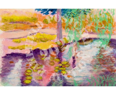 Water lily - Kensington Gardens. Mixed Media. “Kensington Gardens” Mixed media water colour and iridescent acrylics.  I am fa