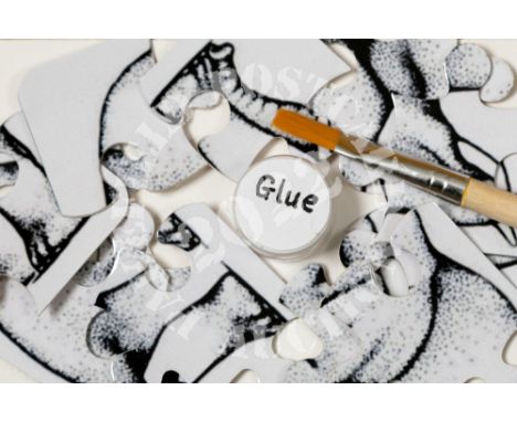 Discovering the Elephant in the Room. Cardboard Jigsaw Puzzle, Brush, Glue, postcard back board. Follow the instructions on t