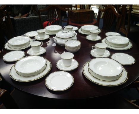 ROYAL DOULTON 'RHODES' PATTERN DINNER SERVICE' comprising 6 dinner plates, 6 soup plates, 6 dessert dishes, 6 fish plates, 6 