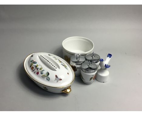 SIX ROYAL WORCESTER EGG CODDLERS, along with a Count China part tea service and other ceramics