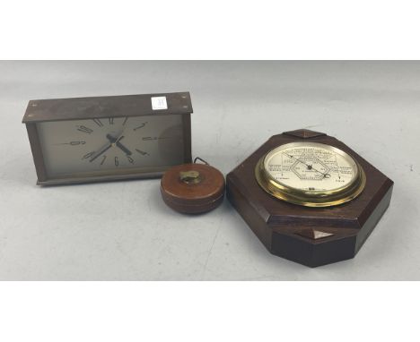HORN MODEL OF A SAILING SHIP, along with other model ships, a stained wood barometer, early 20th century tape measure and a M