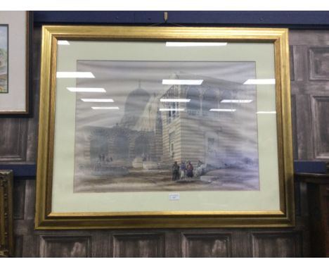 AFTER DAVID ROBERTS RA, ONE OF THE TOMBS OF THE CHALIFS, CAIRO colour print 50cm x 70cm Mounted, framed and under glass