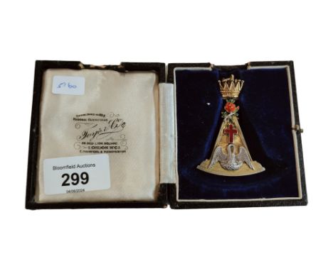 GILT SILVER &amp; ENAMEL MASONIC JEWEL