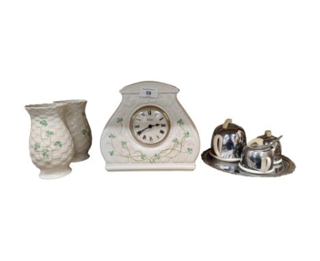 SHELF LOT OF BELLEEK &amp; VINTAGE TEA FOR ONE 