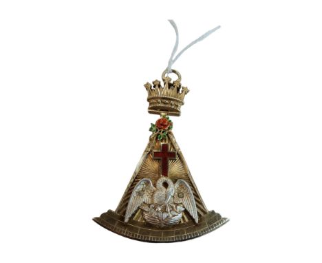 HEAVY SILVER AND ENAMEL MASONIC JEWEL
