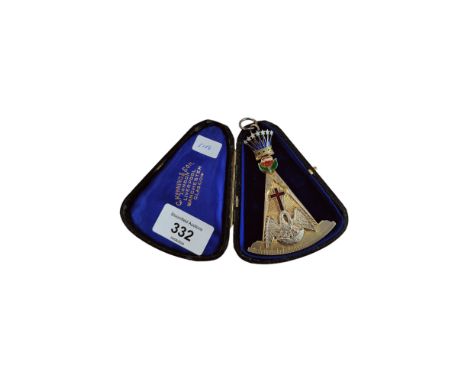 HEAVY SILVER &amp; ENAMEL MASONIC JEWEL