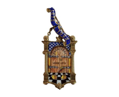 GILT SILVER &amp; ENAMEL MASONIC JEWEL