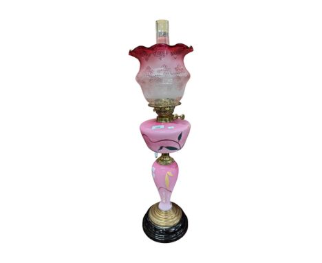VICTORIAN OIL LAMP RUBY SHADE 