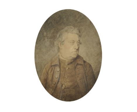 19th Century English School. Bust Portrait of a Man wearing a Brown Coat and Waistcoat, Watercolour and Pencil, Indistinctly 