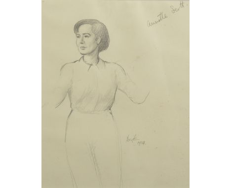 Henry Cotterill Deykin (1905-1989) British. "Annette Scott", Portrait of a Lady, Pencil, Signed, Inscribed and Dated 1934, 8"