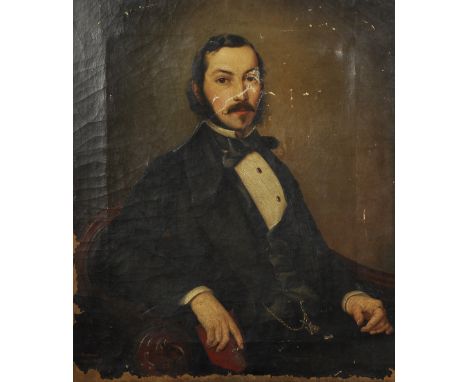 Philipp Hoyoll (1816-c.1875) German. Portrait of a Man with a Moustache, Oil on Canvas, Signed and Inscribed 'Wigan. 10. '57'