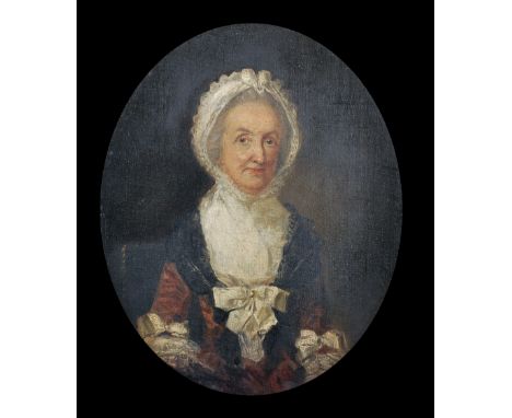 18th Century English School. Portrait of "Anne Wyersdale (1693-1780)", Wearing a Brown Dress with a Black Shawl and a White B