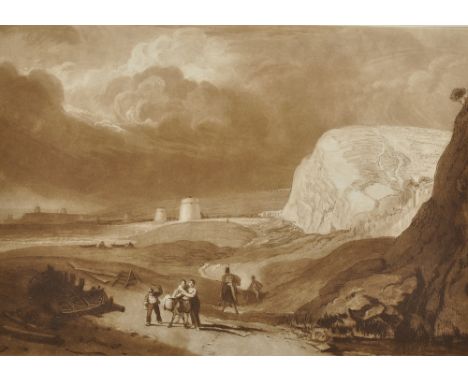 Frank Short (1857-1945) British. "Martello Towers, Bexhill 1", after Joseph Mallord William Turner (1775-1851) British. Sepia