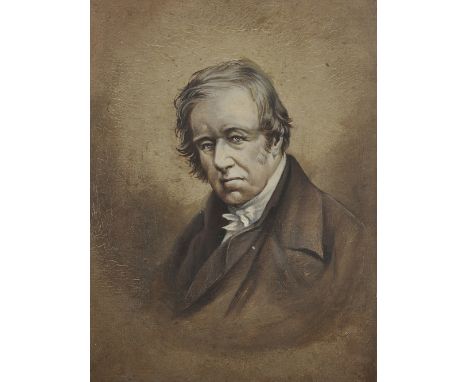 19th Century English School. Portrait of a Man, Oil on Board, Unframed, 9.5" x 7.25".