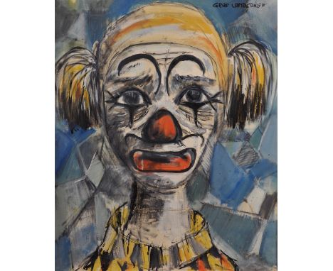 Graf Lambsdorff (20th Century) German. Portrait of a Clown, Oil on Canvas, Signed, 28.5" x 23.5".