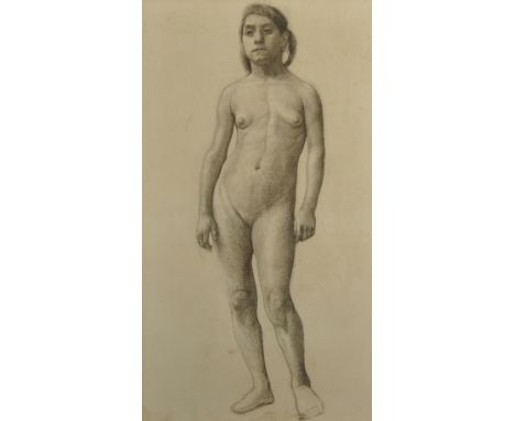 Attributed to Herbert Dalziel (1853-1941) British. Sketch of a Young Nude Lady, Pencil, 23.75" x 13.25".