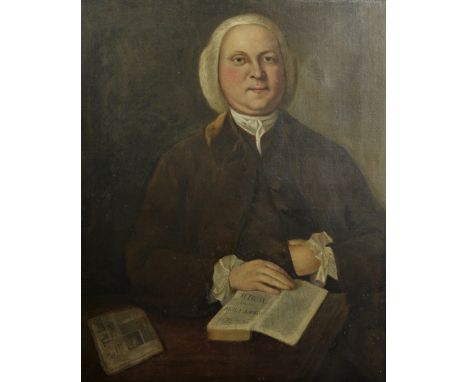 18th Century English School. Portrait of a Man Reading 'The Modern Gazette, Short View of the World', In a Wig and wearing a 