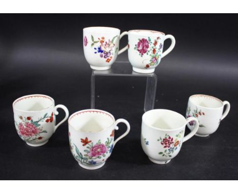 WORCESTER COFFEE CUP painted with colourful sprays of flowers, 7cms high, a Worcester cup painted with flowering peony, 7cms 