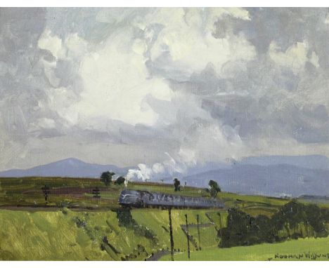•NORMAN WILKINSON, CBE (1878-1971) THE ROYAL SCOT Signed, oil on canvas board 30 x 38.5cm. Provenance: Collection of Air Mars